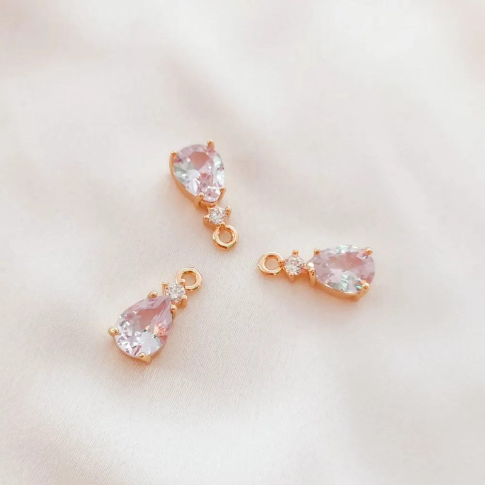 14K Gold-plated, Zircon Crystal Small Water Drop Pendant, Bracelet, Necklace, DIY Accessory, Pendant