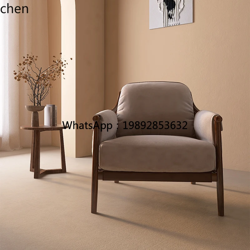 ZZ الرجعية الخفيفة الفاخرة أريكة من الخشب الصلب كرسي الترفيه B & B غرفة المعيشة شرفة كرسي أريكة الترفيه واحد