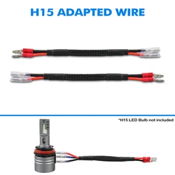 2pcs H15 LED Single Conversion Wire Connector, Extension Cable Wiring Harness, Plug Conversion Wire for H15 LED Headlight Bulbs