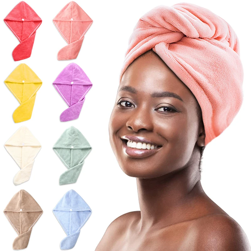 Serviette de cheveux en microfibre, chapeau enveloppant de qualité supérieure Anti-frisottis pour femmes et hommes, chapeau de séchage des cheveux