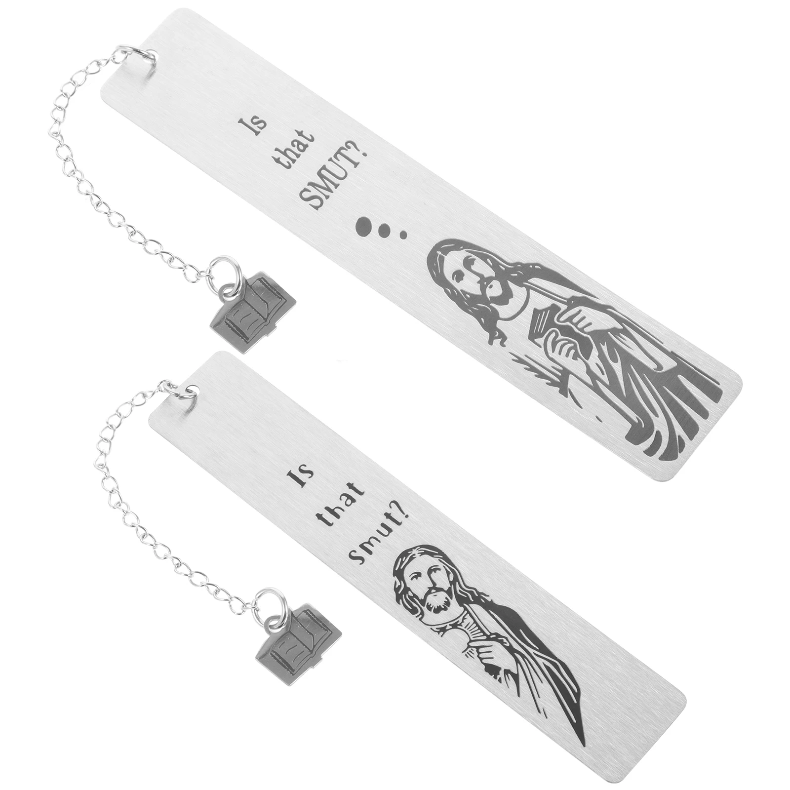 

2pcs Stainless Steel Bookmarks Jesus Decor Metal Lightweight Safe Reading Accessories Gifts Students Writers