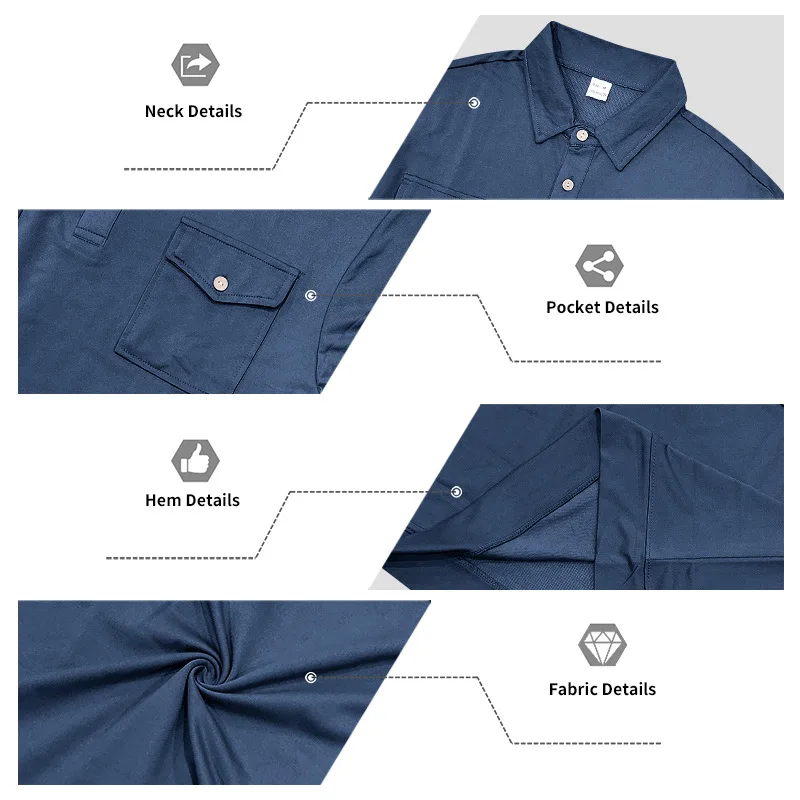 Herbst- und Winter-Herren-POLO-Pullover mit langen Ärmeln, lässigem Kragen, sportlichem Design und mehreren Taschen, Großhandel – Detail 28
