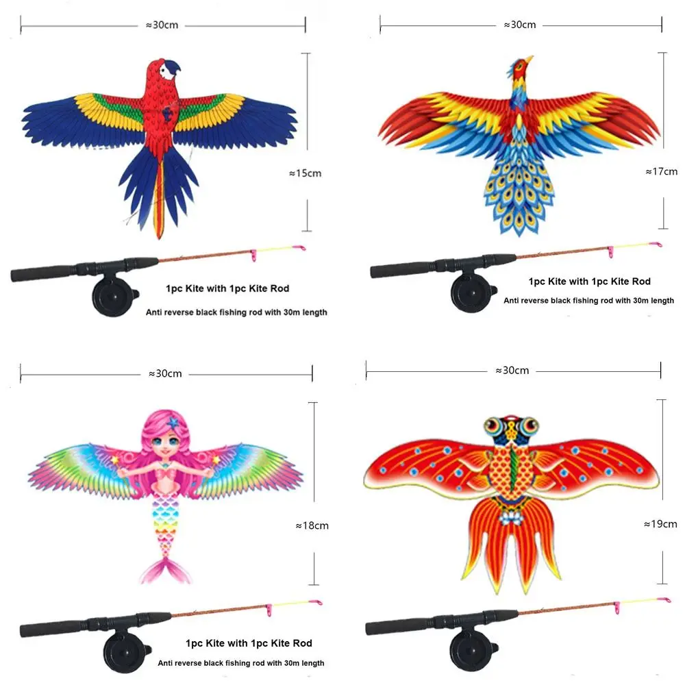Nuevo con línea de cometa de 30 metros, cometa de águila de plástico, juguete DIY de dibujos animados, pipas de águila grandes, pipas de pájaro volador, jardín, deporte al aire libre