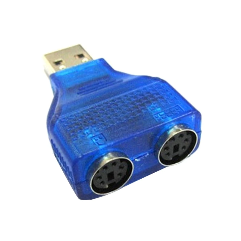 Convertisseur USB 2.0 vers PS 2 bleu avec puce pour clavier/souris PS/2