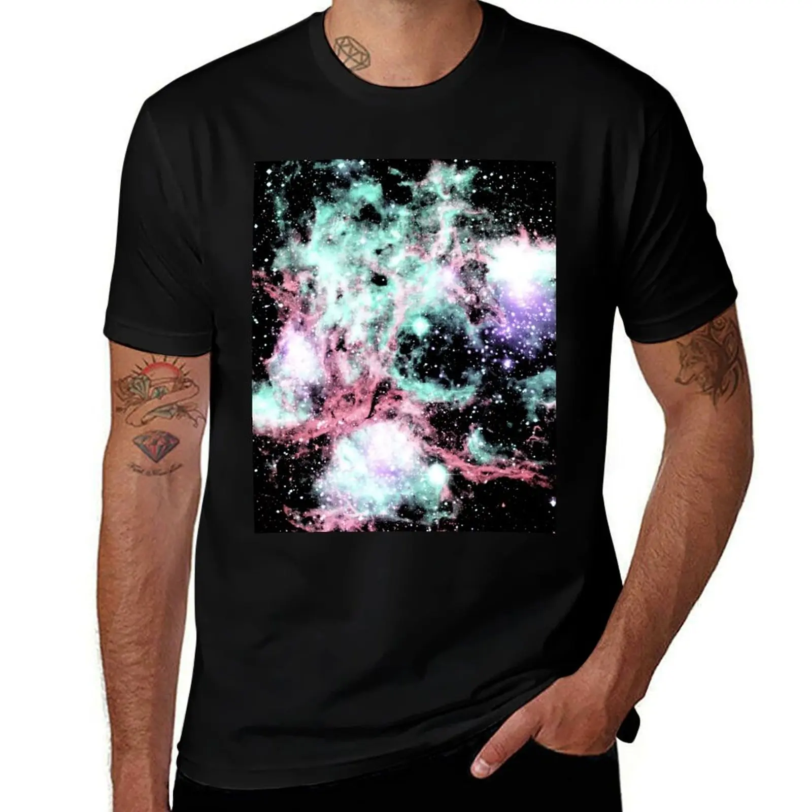 

Galactic Life and Death Intermingled Black & Pastel T-Shirt man t shirts for men men t shirt cotton 100% T-shirt