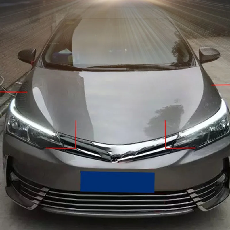 

LED DRL Headlight Eyebrow Daytime Running Light Flowing Dynamic Yellow For Toyota Corolla 2014-2018