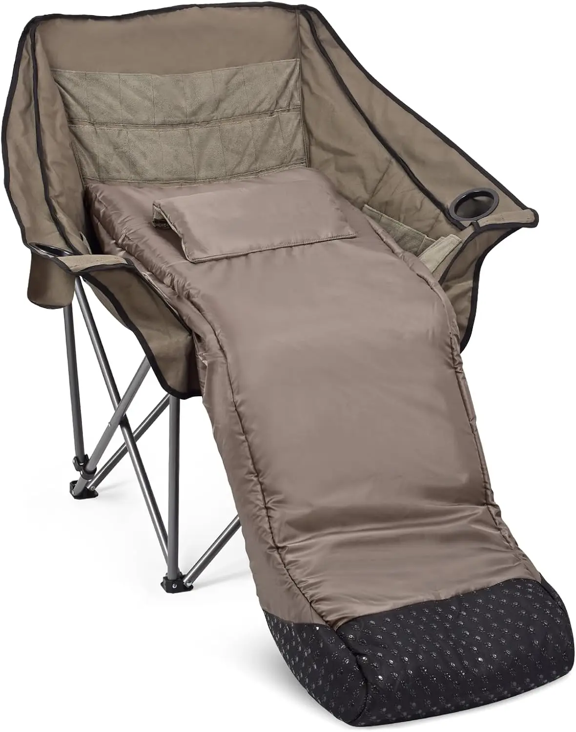 

Oversized Padded Camping Chair with Foot Pocket, Heavy Duty Folding Chair for Adults, 400 LBS, Cup Holder, XL, Outdoor, Fishing,