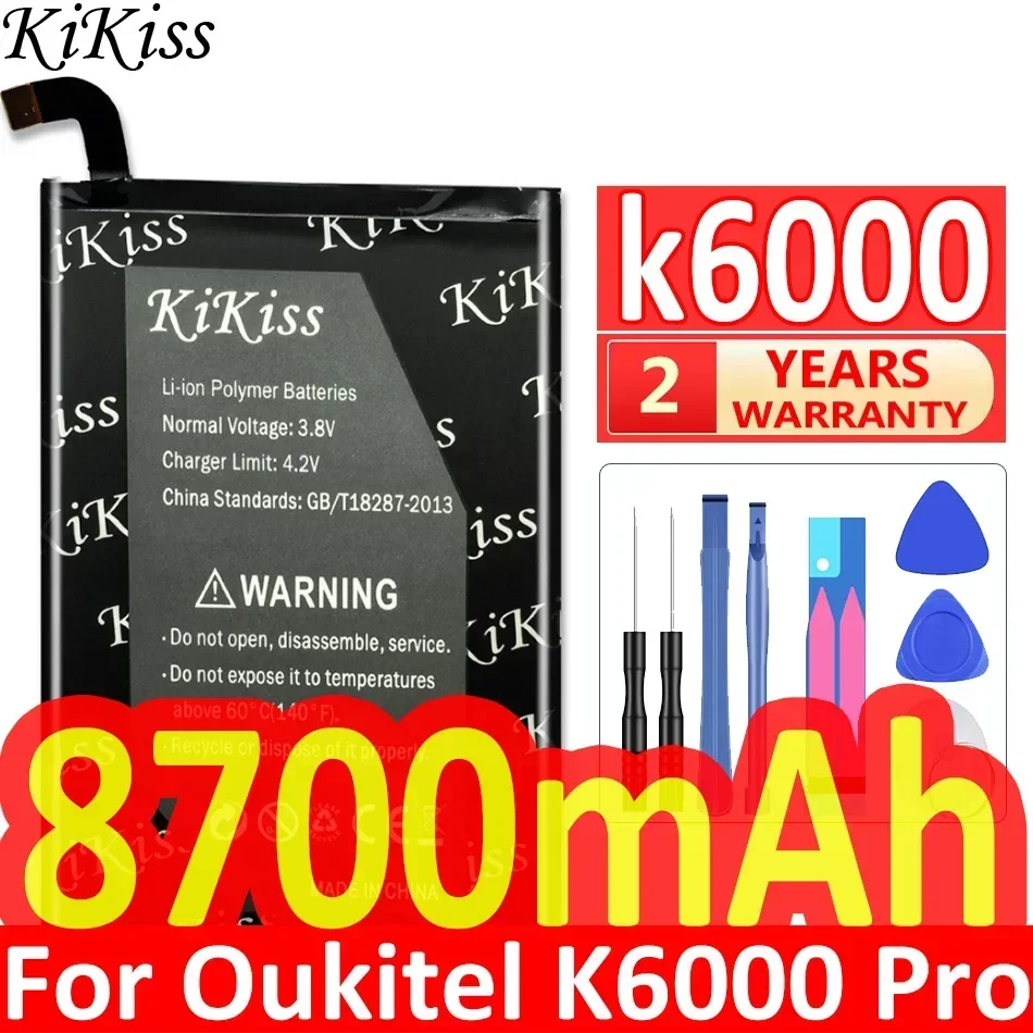 

KiKiss 8700mAh For Oukitel K6000/For Oukitel K6000 Pro K6000Pro Battery Batteries + Free Tools