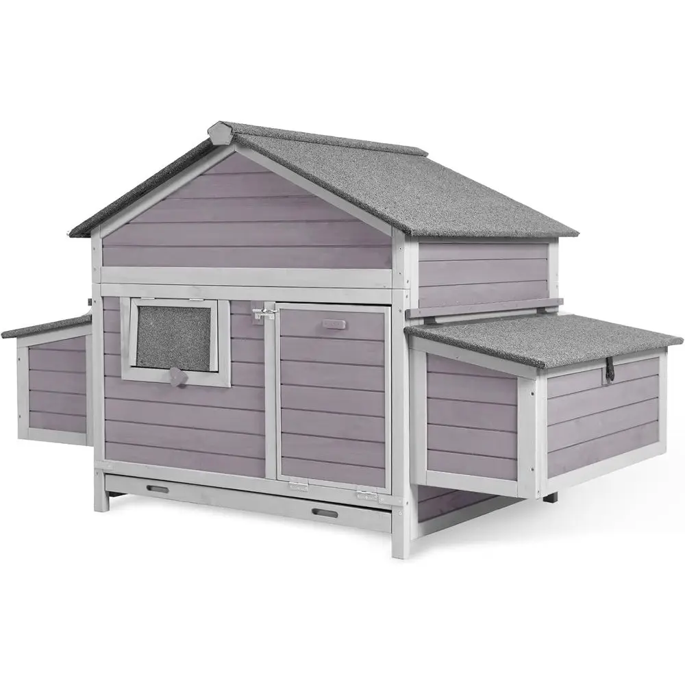 

Duck House for 4-6 Chickens with Nesting Boxes, Automatic Door, and Extra Run: 67.3 L x 36.8 W x 40.6 H