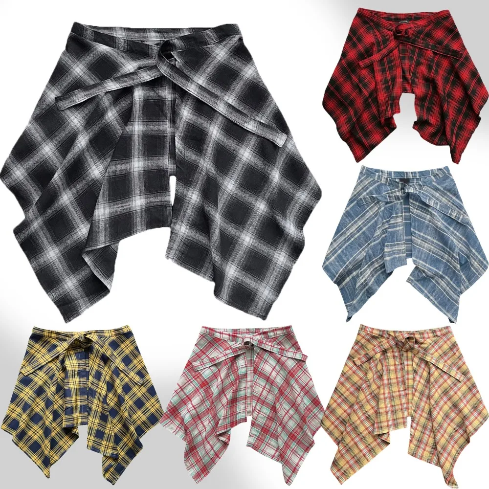 Vintage Checkered Waistband Unisex Layered Wear Waist Covers Waist Scarf for Yoga Cycling Swimsuit Lower Skirt Hem