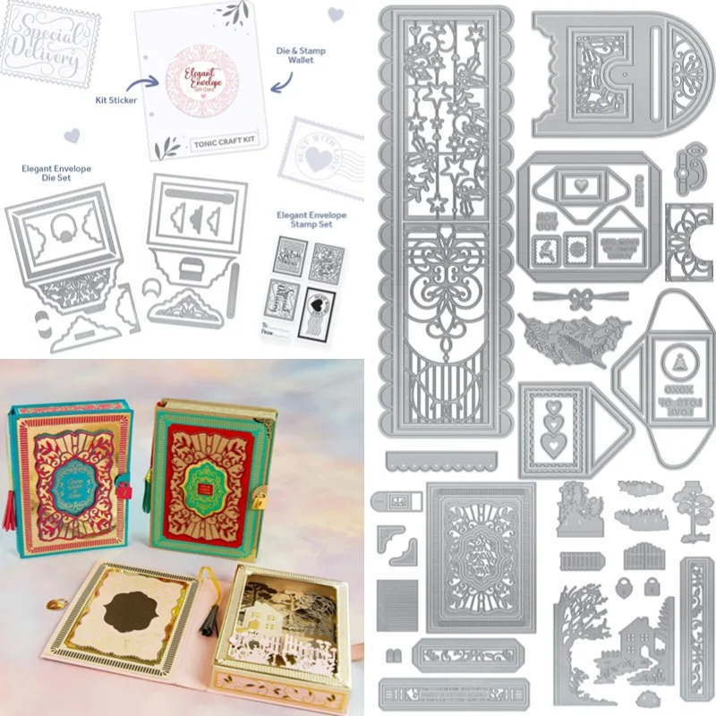 

Elegant Envelope Gift Card Metal Cutting Dies Stamps Diy Scrapbooking Paper Handmade Album Greeting Card 2024 New Arrival