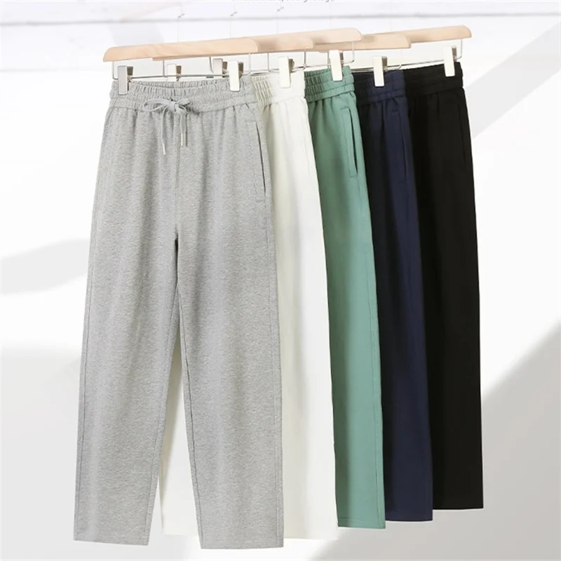 2025 printemps été coton pantalons de survêtement femmes mince pantalon de Sport décontracté taille élastique cordon pantalon droit dame pantalon confortable