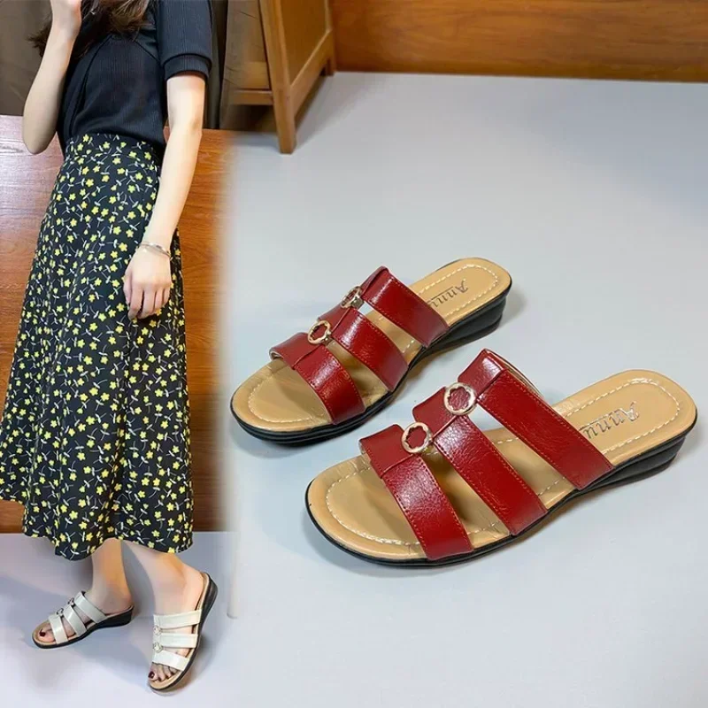 Women Summer Wedges Slippers Female Open Toe Flip Flops High Heels Sandals Design Dress Casual Slides