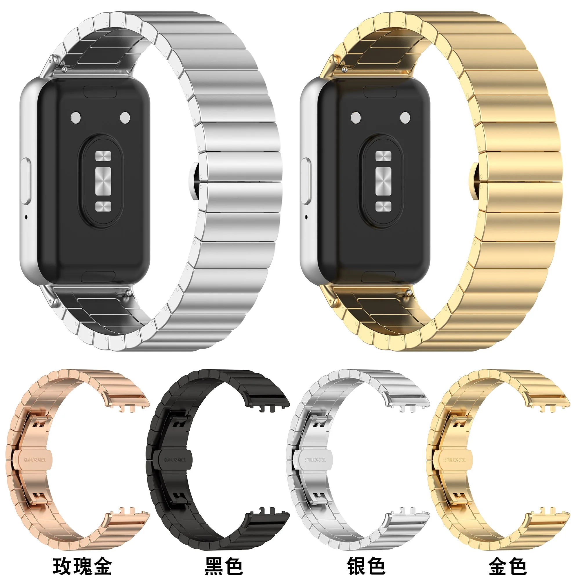 時計バンド用ステンレススチールストラップ,バタフライバックル,samsung galaxy fit3用スマートウォッチバンド,SM-R390,1個