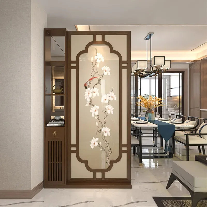 for 2025 New Chinese Style Solid Wood Entrance Partition Screen Living Room Entry Shelter Shelf Foyer Feng Shui Grille