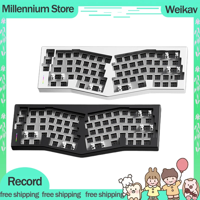 New Weikav Record Alice Mechanical Keyboard Kits 3mode 2.4G Bluetooth Wireless Keyboard Kit Hot Swap Custom Gaming Keyboard Gift