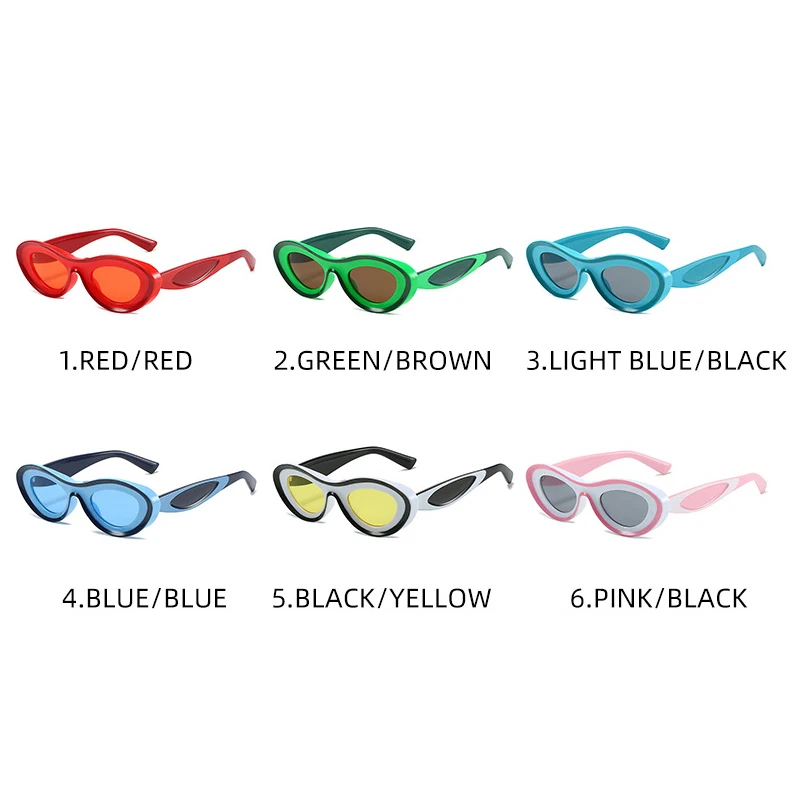 Popular Women's Sunglasses 2023 Oval Sunglasses Unique Green Sun Glasses Men UV400 Goggle Shades Mirror Colorful Y2k Eyewear image 6