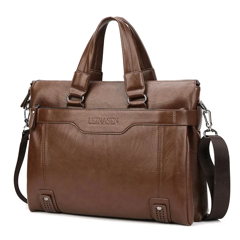 High-quality Brand Briefcase Fashion PU Leather Laptop Business Casual Men's Shoulder Large Capacity Crossbody Bag