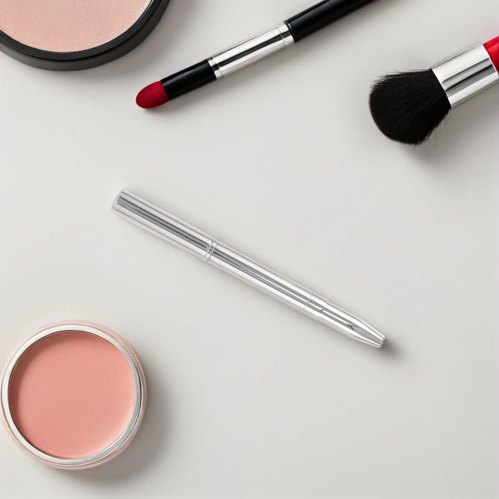 2Pcs Retractable Lip Brush with Cap Double Ended Metal Lip Brush Kit for Lipstick Application Lipliner Sculpting Portable Purse