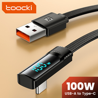 Toocki PD 100W 66W USB Type C Cable 90 Degree Fast Charge For Huawei Mate 40 P50 Samsung Xiaomi Digital Display Type C Data Cord