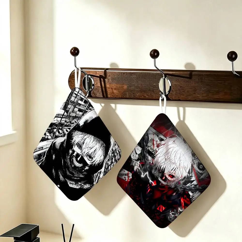Anime T-Tokyo Ghoul Polyester Cotton Fabric, For Home Dormitory Hanging Kitchen Towel, Absorbent Wiping Towel
