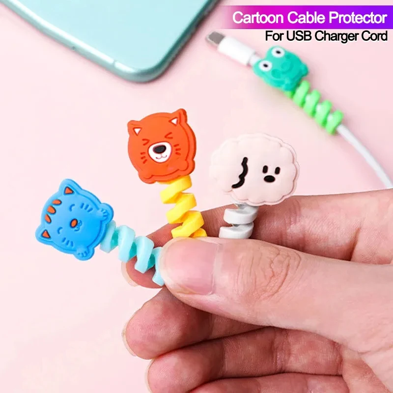 Cartoon Cable Protector For Mouse Phone Cable Holder Ties Charging Winder Clip For USB Charger Cord Management Cable Organizer