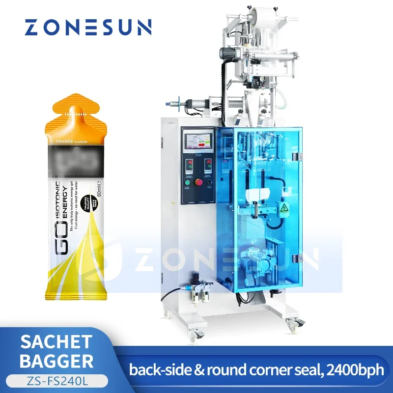 Zonesun Paste Sachet Vertical Form Fill Seal Machine Sachet Packaging VFFS Packaging Machine ZS-FS240L