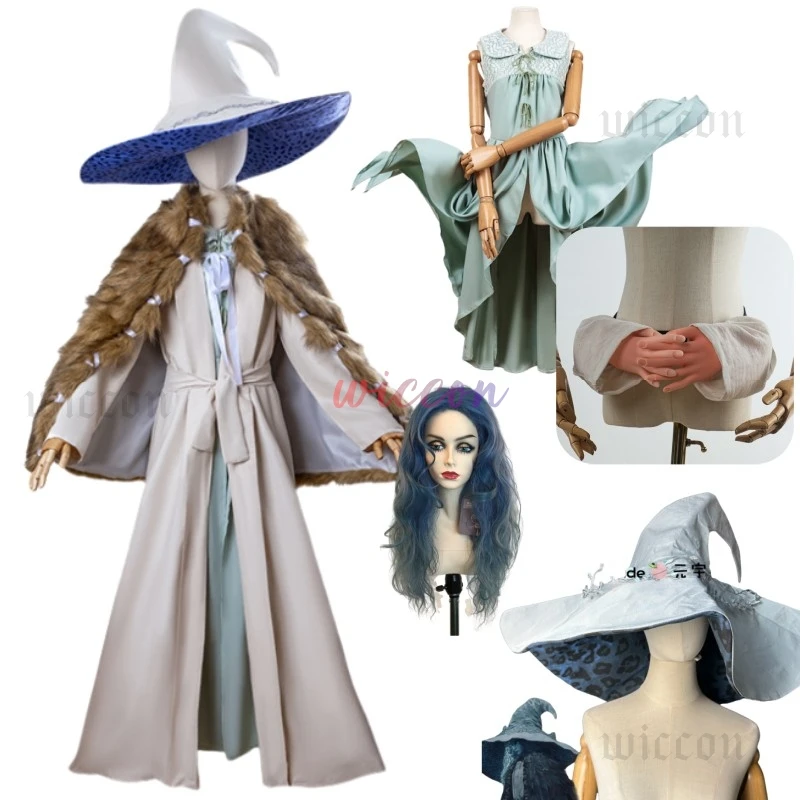 

(()*Game Ranni COS (())$#% Full Set With Hat Wig Dress Cloak Full Set Halloween Carnival COS Ranni Clothing Fake Hands Props
