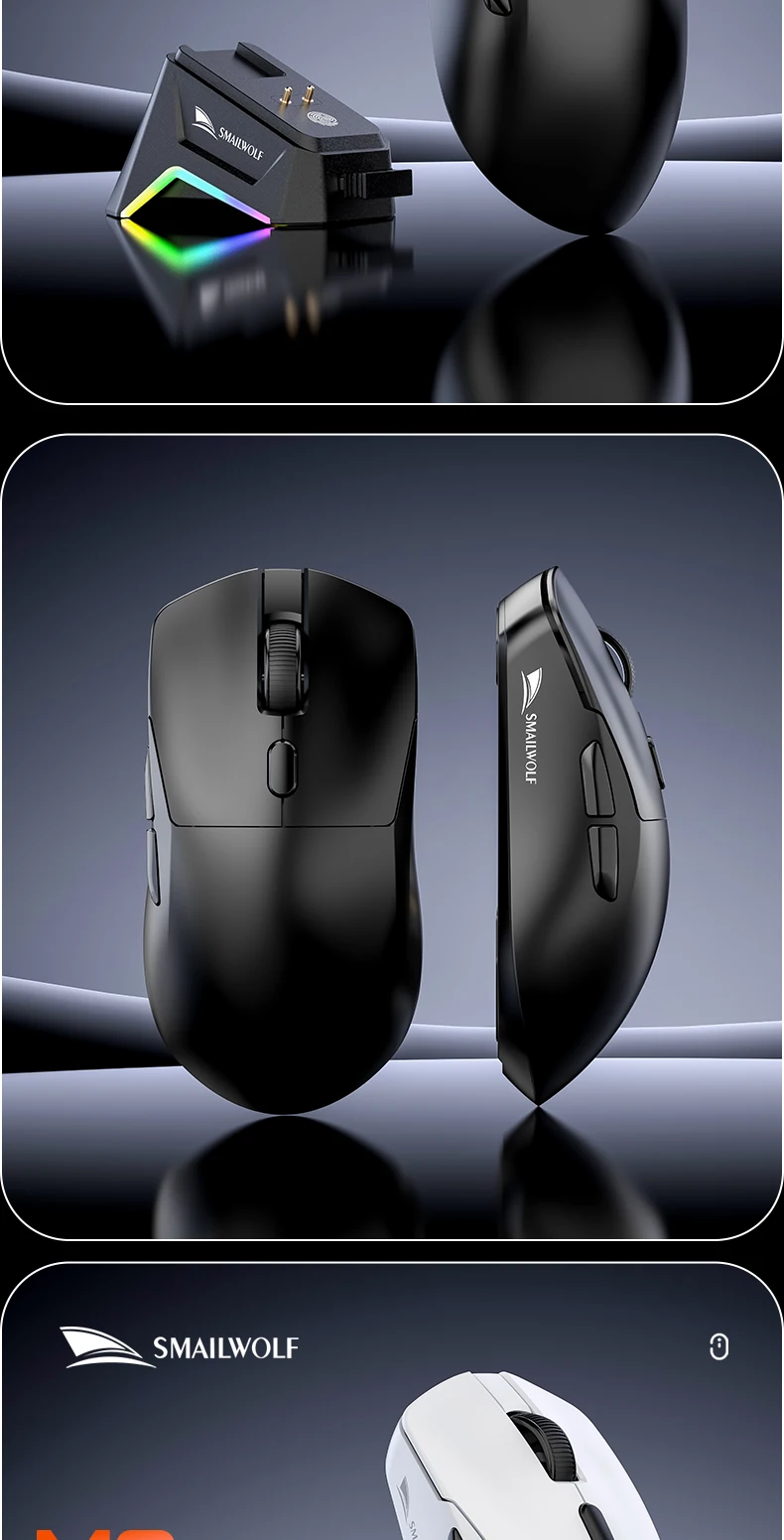 SMAILWOLF M3 PRO Kabellose Bluetooth-Maus mit drei Modi, E-Sport-Gaming-Maus für Laptop und Desktop, PAW3311, kabelgebunden, leicht, für FPS-Spiele – Detail 13