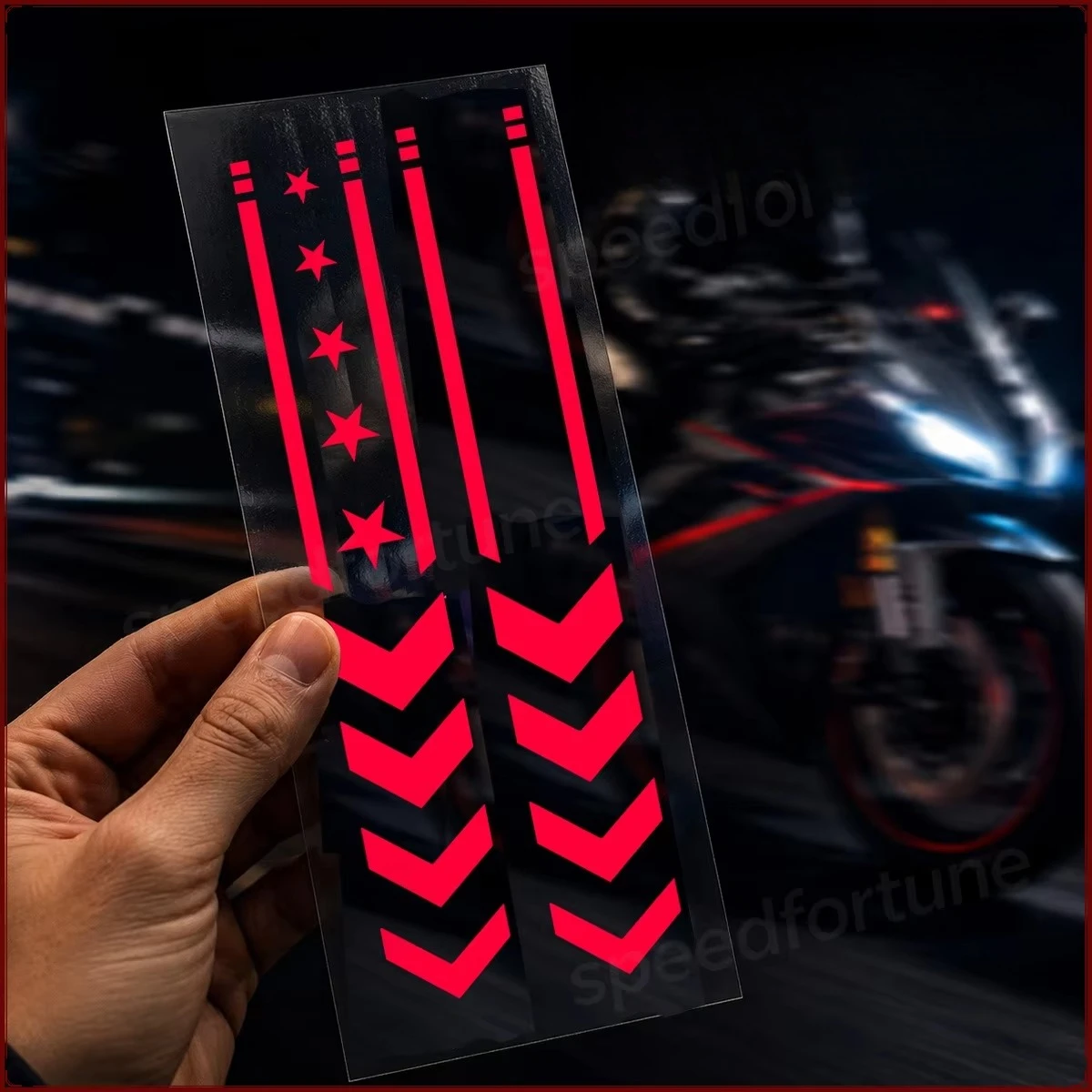 1Pair 2D Flat Reflective Star Arrow Vinyl Stickers, Waterproof Decal for Motorcycle Fender Decor, Holiday Gift