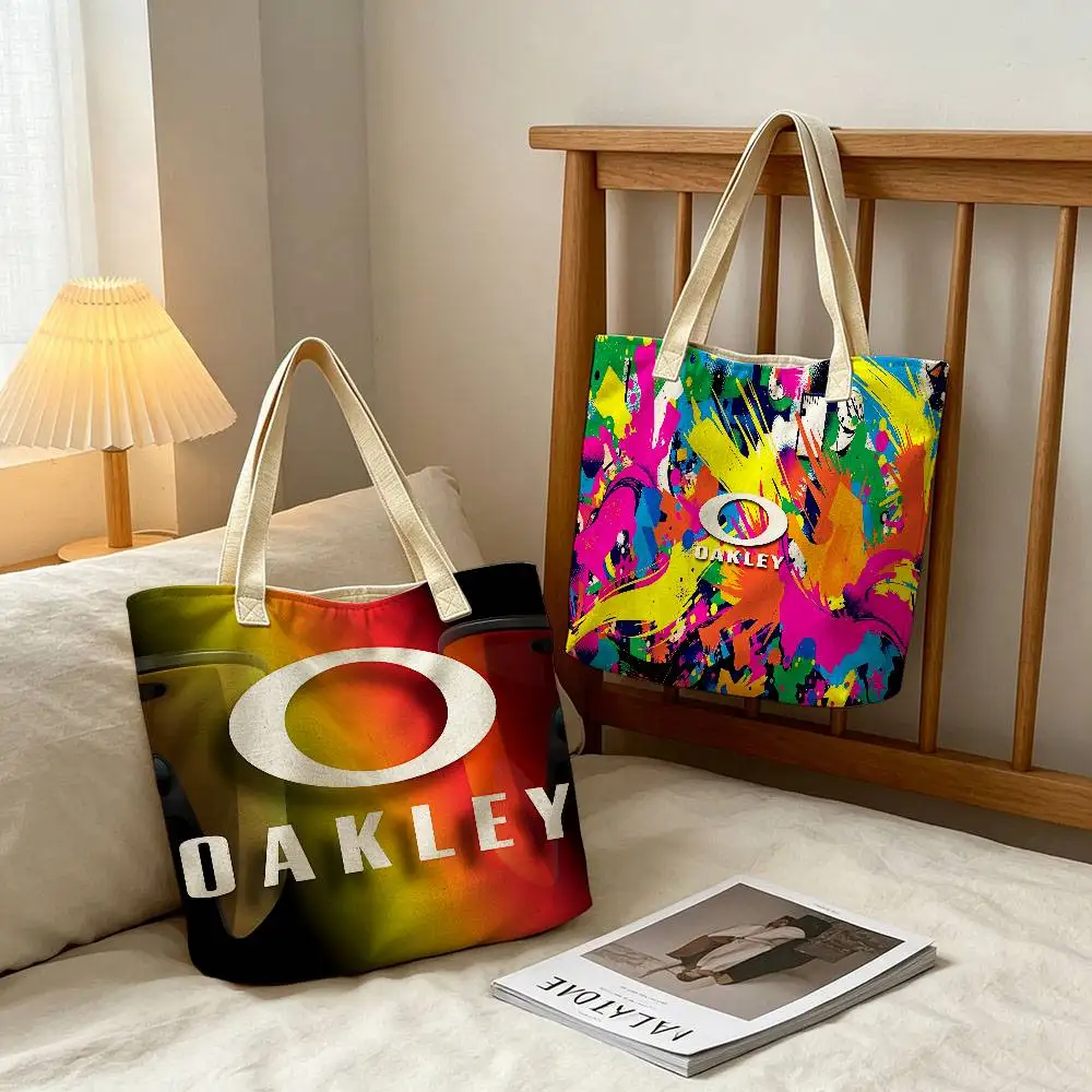 O-Oakleys logo Storage Bags Linen Blend Cotton Polyester Double-Sided Shoulder Handbag Reusable Eco-Friendly Tote Bag