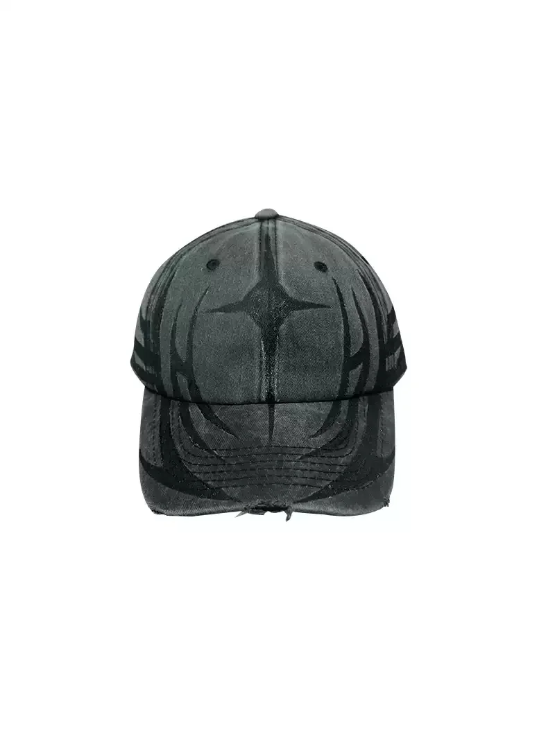 

American Retro Washed Distress Printing Baseball Cap Punk HiP Hop Personality Wide Brim Soft Top Sun Protection Hats