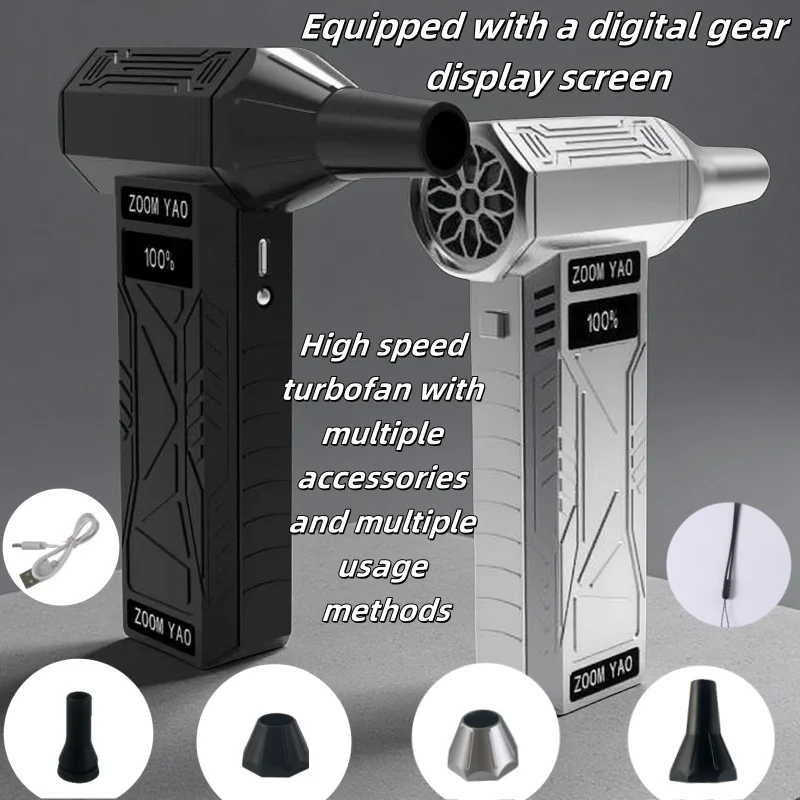 

Ручной 4-скоростной регулируемый беспроводной фен для кемпинга на открытом воздухе, портативный турбовентилятор с несколькими аксессуарами в подарок