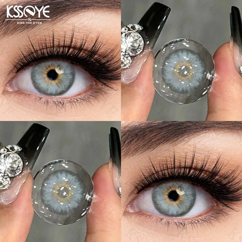 Kssey 1 par de lentes de contato coloridas da moda natural para olhos pupilas marrons, lentes de contato azuis série siri lentes cosméticas novo