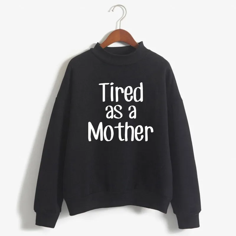 

Tired as a Mother Print Women Sweatshirt Korean O-neck Knitted Pullover Thick Autumn Winter Candy Color Loose women Clothes