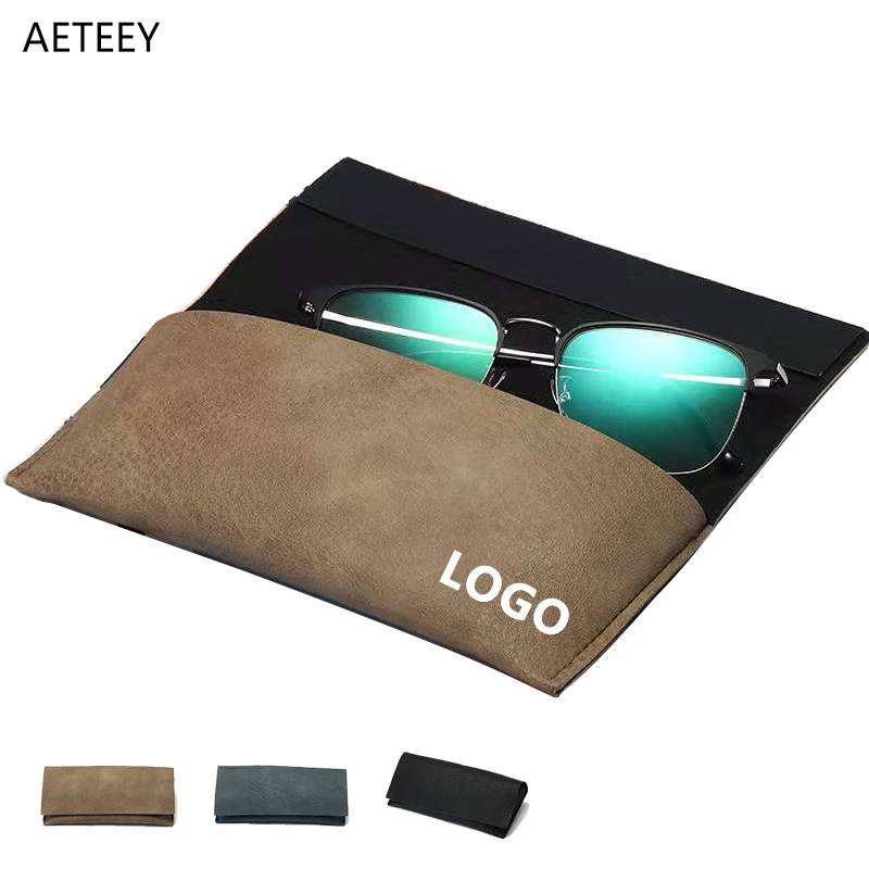 

Simple Leather Glasses Case Myopia Glasses Box Portable SunGlasses Case Handmade Glasse Bag Customized Logo for Free Funda Gafas