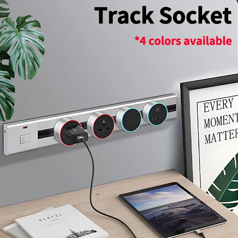 

Electric Extension Sockets Power Track Socket UK US AU EU UN Standard Rail Wall Mounted Movable Outlets With Usb Ports