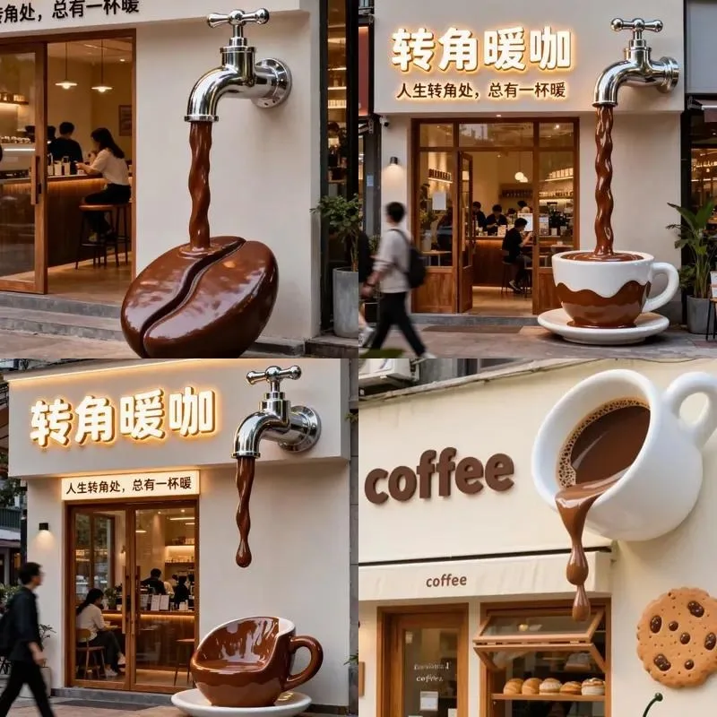 Creative Fiberglass Food Theme Sculpture Artistic Dessert Display Customizable Coffee Bean Statue for Coffee Shops