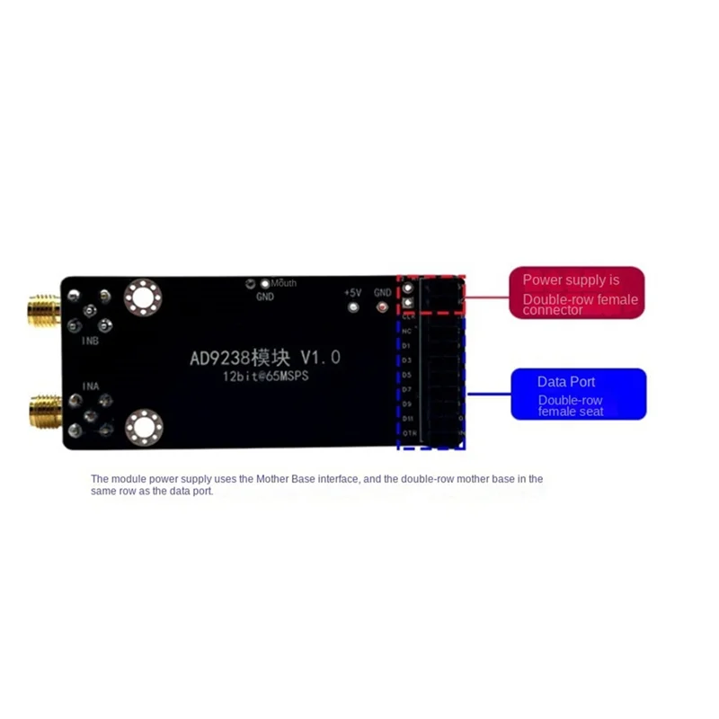 

AD9238 65M Высокоскоростной 12-битный двухканальный модуль АЦП Аналого-цифровой преобразователь Клеммы подключения сбора данных-AU47
