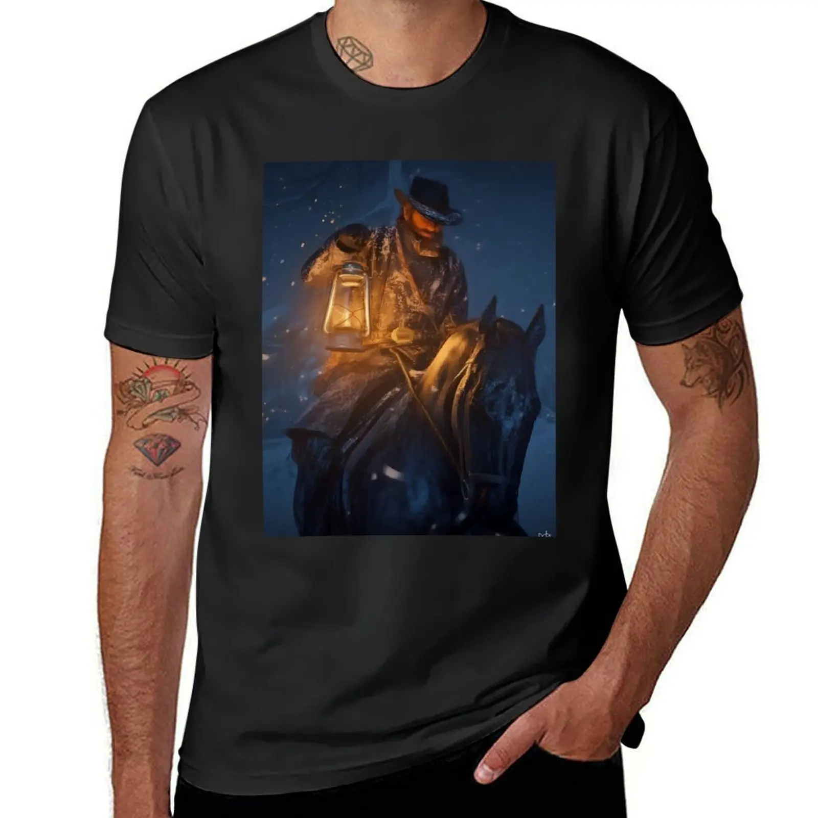 

Arthur Morgan Red Dead Redemption 2 Painting T-Shirt anime summer top plain Men's cotton t-shirt