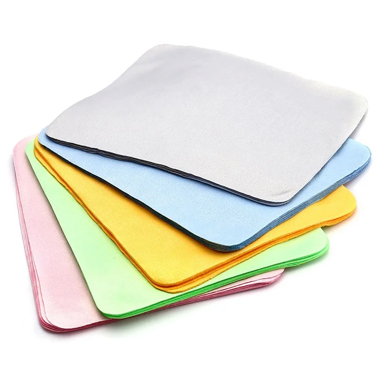 10pcs  Microfiber Cleaning Cloth Eyeglasses Chamois Glasses Cleaner For Lens Phone Screen Cleaning Wipes Customized Logo Size