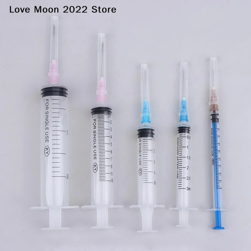 【LM】5Pcs 1+3+5+10+20ml Glue Applicator Syringe With Blunt Tip Needle And Cap, For Liquid, Glue, Ink, Perfume, Lip Gloss Making