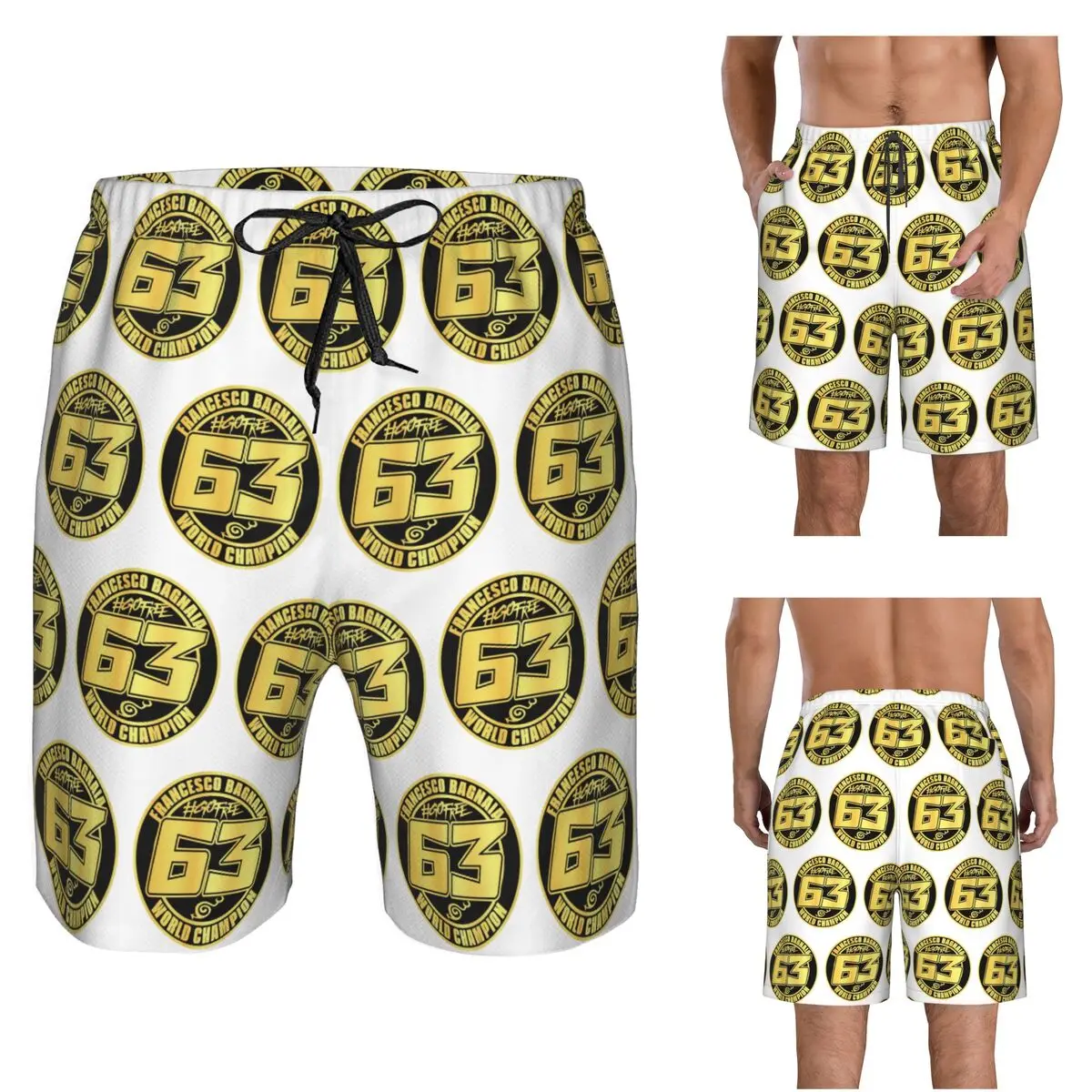 Pecco Bagnaia 63 Trunks Beach Board Shorts Casual Quick Dry Swimming Summer Men Pants