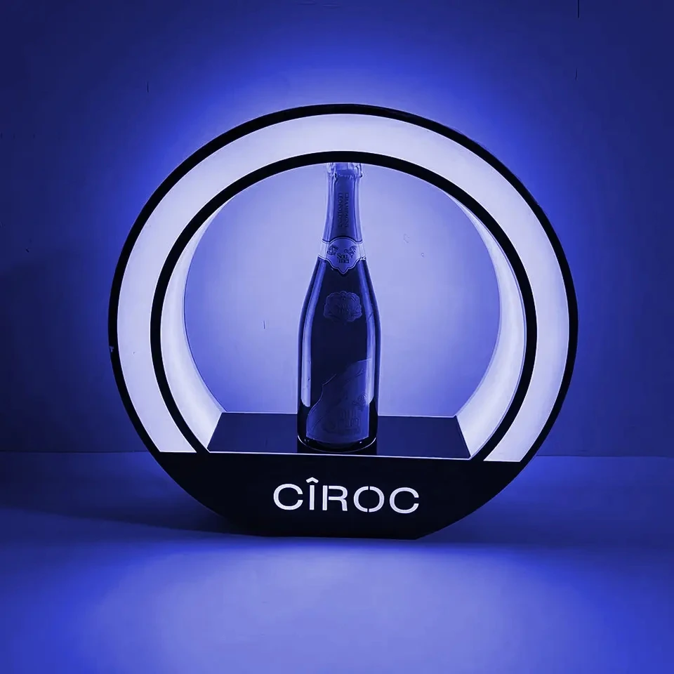 OEM acrylic LED CIROC sign LED bottle presenter glorifier VIP display serving tray champagne light for party bar