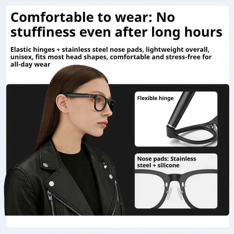 800W Pixel Smart Glasses with Reverse Charging Case, Wi-Fi, Image Recognition, and Translation Functions