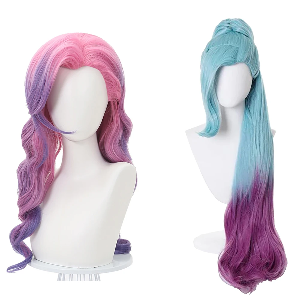 高品質アニメ笑スターライトシンガーセラフィンコスプレ人工毛青と紫のグラデーションハロウィンカーニバルパーティーウィッグ