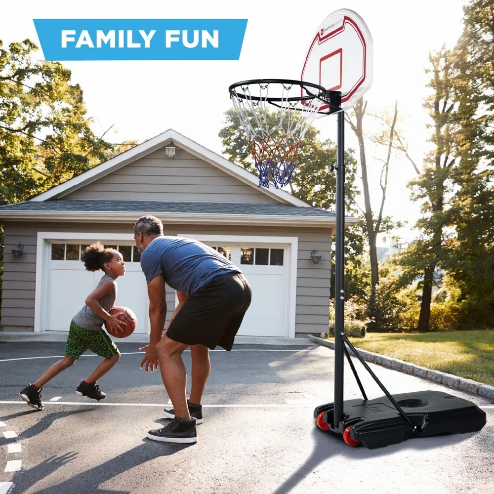 Portable Height-Adjustable Kids Basketball Hoop Set with Wheels and Fillable Base, 70.5 to 82.3 Inches, Ideal for Outdoor Play
