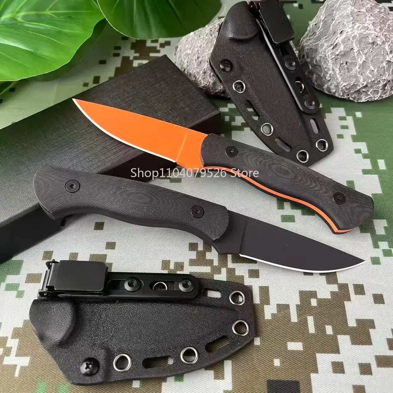 

Outdoor Camping Straight Knife 8Cr13Mov Blade G10 Handle EDC Multifunctional Exploration Hiking Fishing Climbing Portable Knives