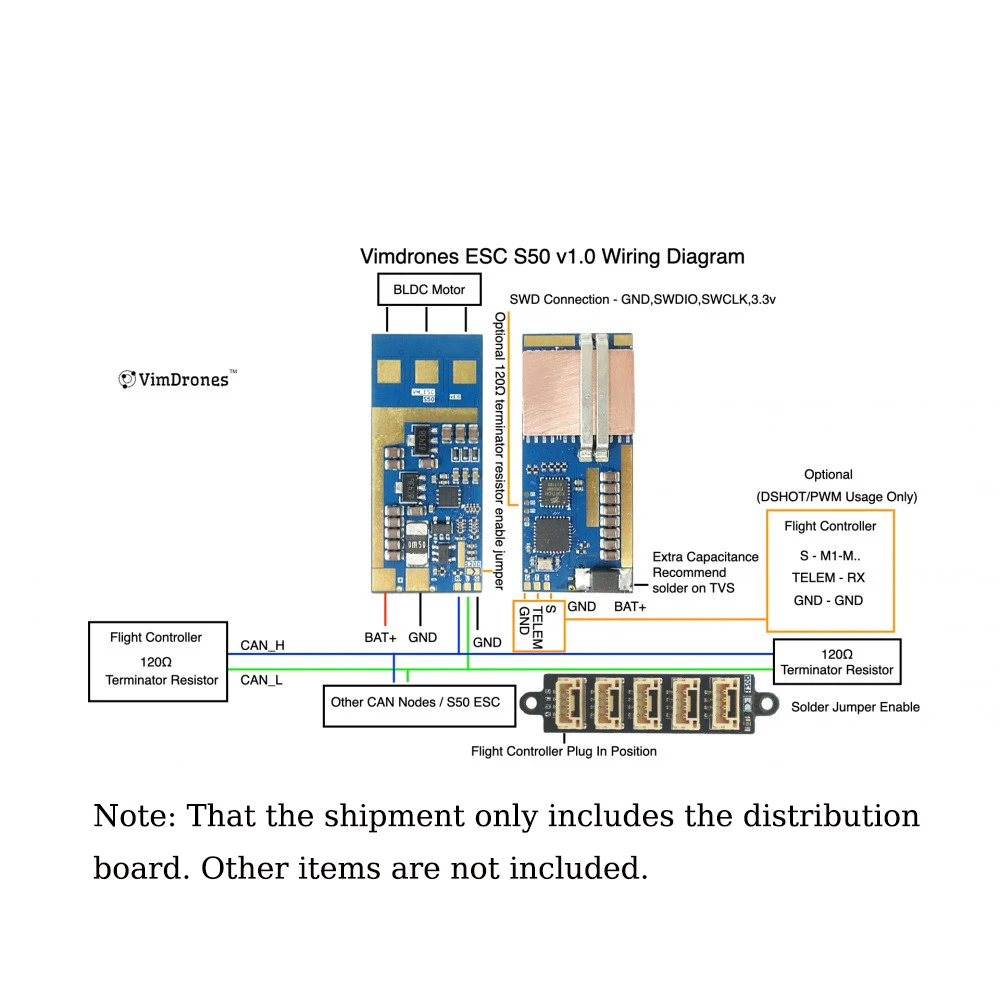UAV CAN Bus Splitter Distribution Board for Flight Controller GPS Compass Sensor Electronic Speed Controller Expansion Connect