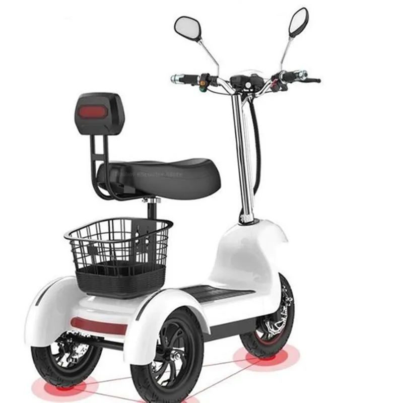 48V 500W 3 Wheel Electric Tricycle For Adults with Passenger Seat 12 Inch Mobility Scooter for 2 Peoples 35KM/H Range of 25-45KM